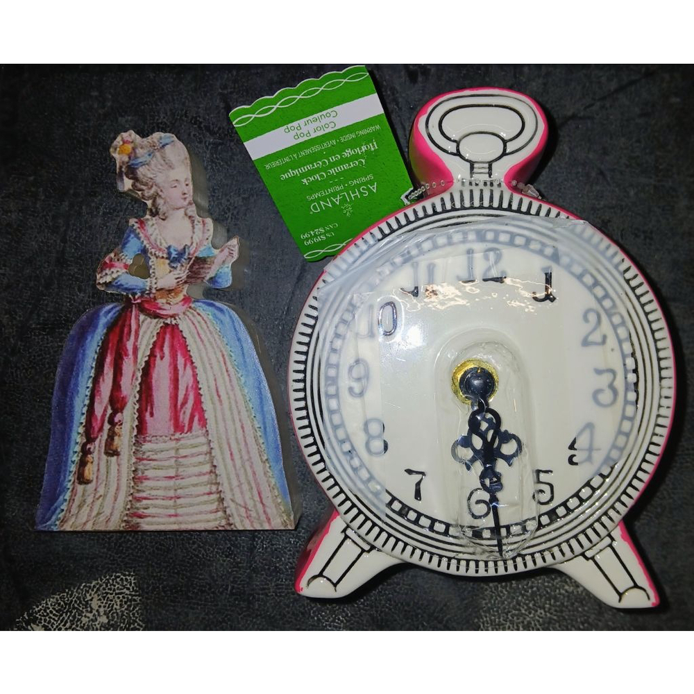 Ashland Pink and White Ceramic Clock One Size